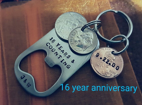 16Th Wedding Anniversary Gift Ideas For Him
 16th anniversary keychain 16 year anniversary t for him