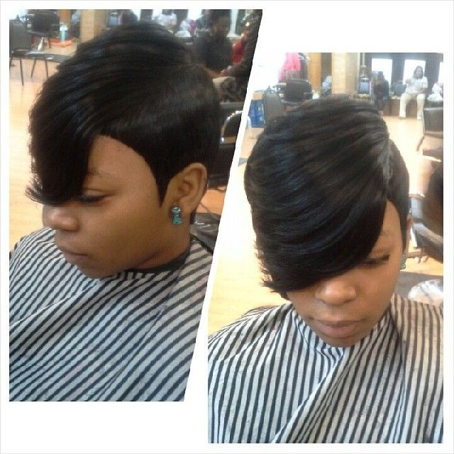 27 Piece Weave Short Hairstyle
 27 piece feather side