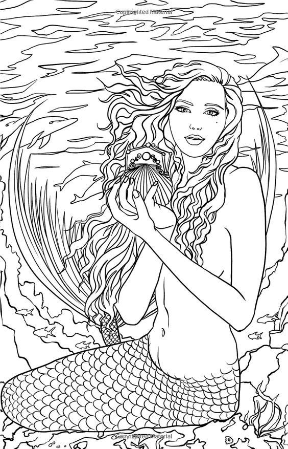 Adult Mermaid Coloring Pages
 Image result for Art Nouveau Mermaid Coloring Page