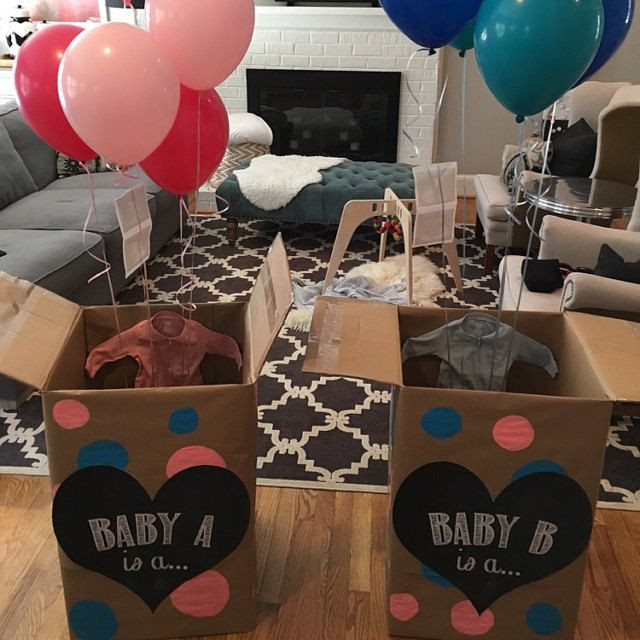Baby Gender Reveal Party Ideas For Twins
 TWINS gender reveal balloons box party