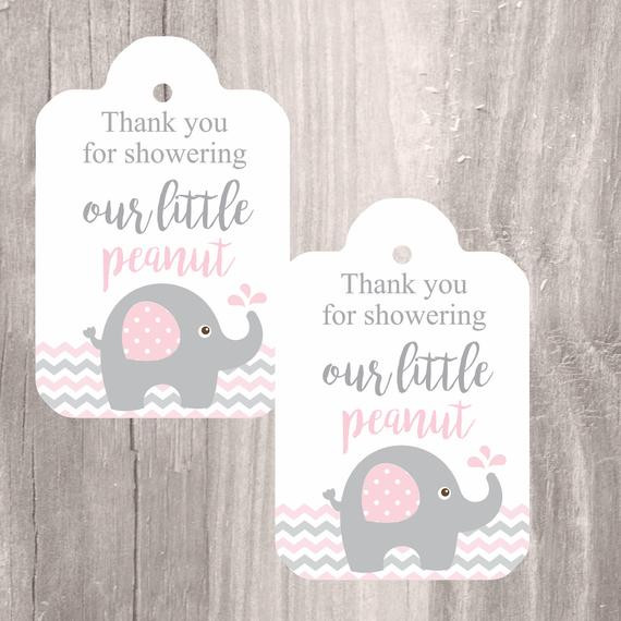 Baby Shower Gift Tags Printable
 Printable Elephant Baby Shower Favor Tags Pink and Grey