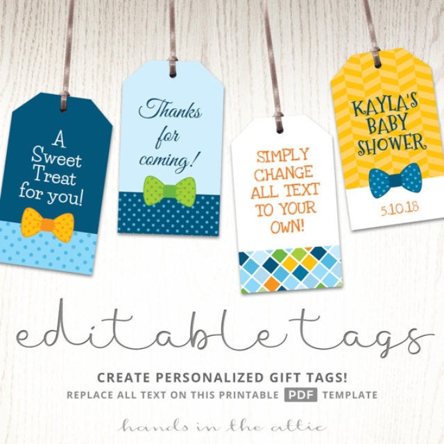Baby Shower Gift Tags Printable
 Printable Stationery Weddings Parties by HandsInTheAttic