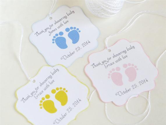Baby Shower Gift Tags Printable
 Baby feet custom Baby shower favor tags footprint baby
