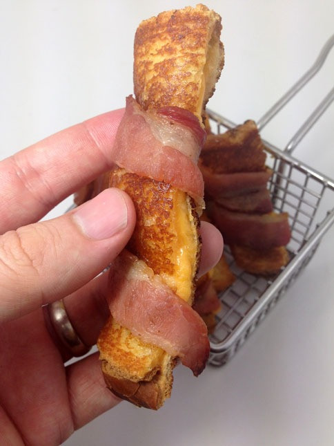 Bacon Wrapped Grilled Cheese Sandwiches
 Bacon Wrapped Grilled Cheese Sticks