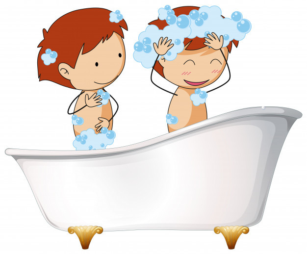 Bathroom Clipart For Kids
 Two kids in bathtub Vector