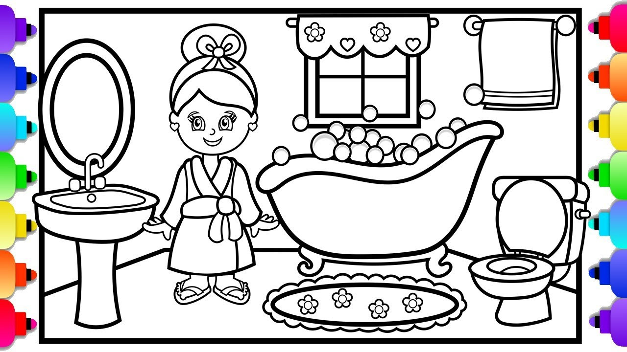 Bathroom Clipart For Kids
 How to Draw a Bathroom for Kids 💜 Doll House Coloring