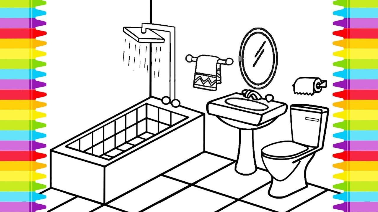 Bathroom Clipart For Kids
 Bathroom Toilet Coloring book Pages For kids Learning