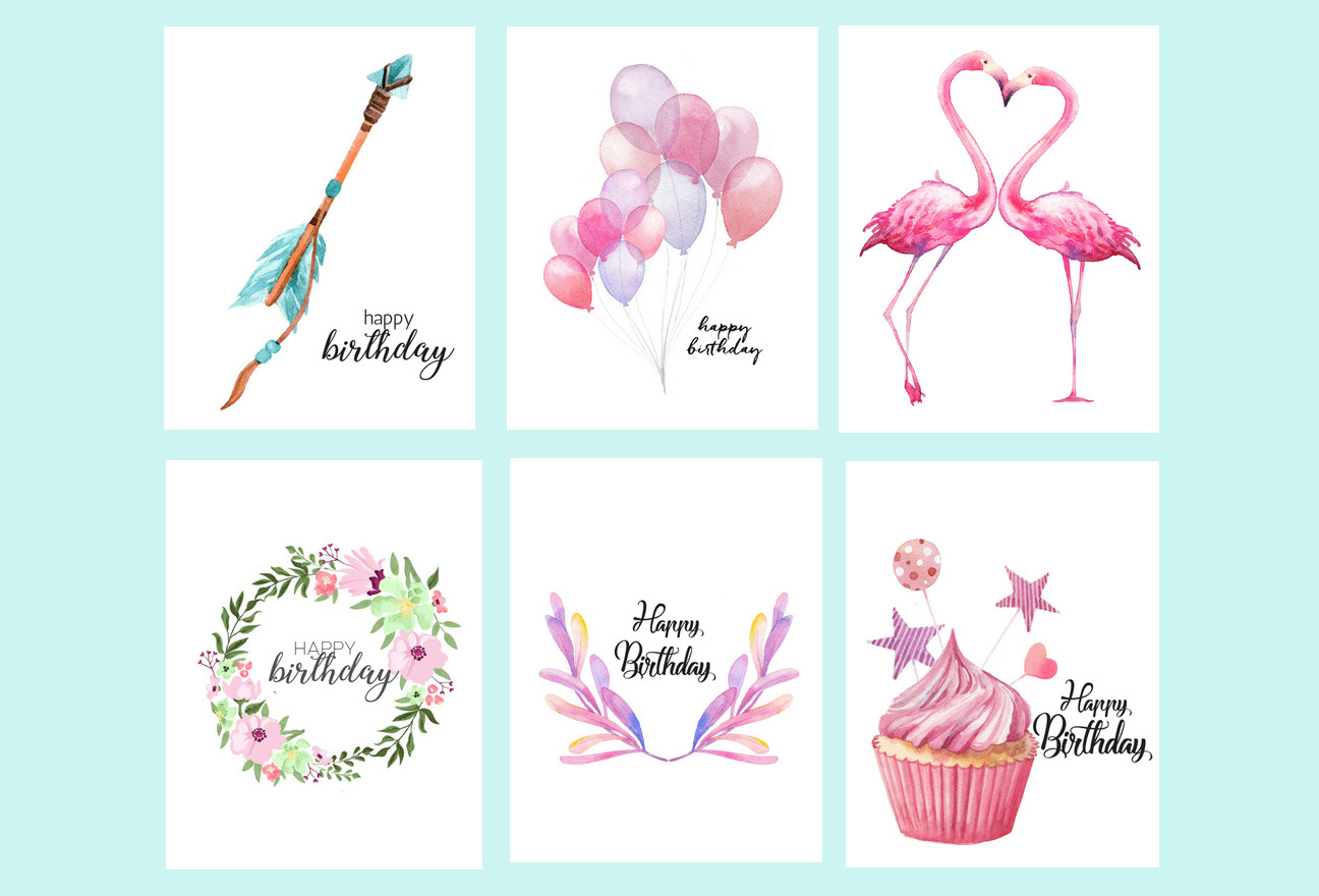 Birthday Cards To Print
 Free Printable Watercolor Birthday Cards Flamingo