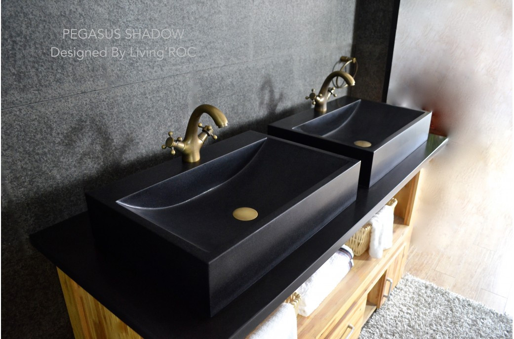Black Bathroom Sink
 24" Black Granite Bathroom Sink Faucet Hole PEGASUS SHADOW