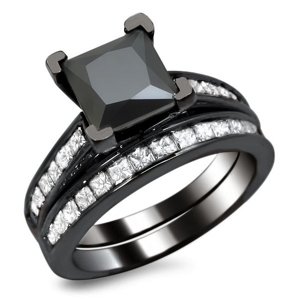 Black Diamond Engagement Ring Sets
 