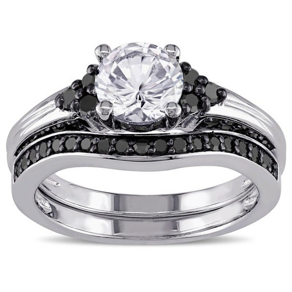 Black Diamond Engagement Ring Sets
 Shop Miadora Sterling Silver Created White Sapphire and 3