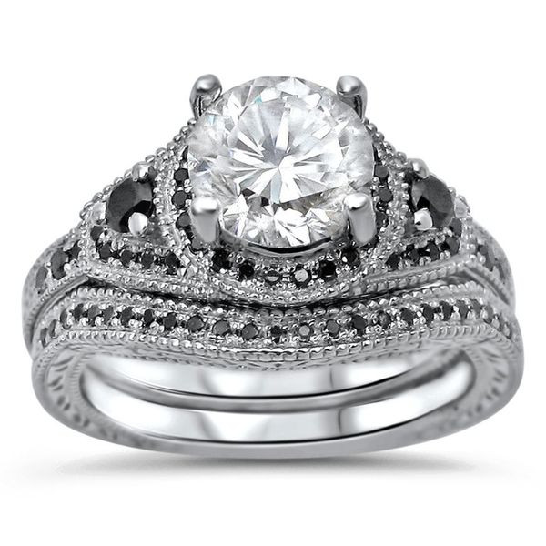 Black Diamond Engagement Ring Sets
 Shop 14k White Gold Moissanite and 1 3 TDW Black Diamond