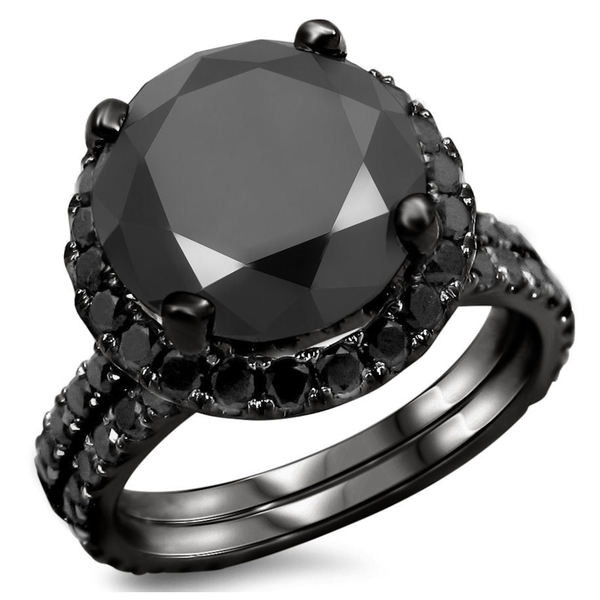 Black Diamond Engagement Ring Sets
 14k Black Gold 5 1 4ct TDW Certified Black Diamond