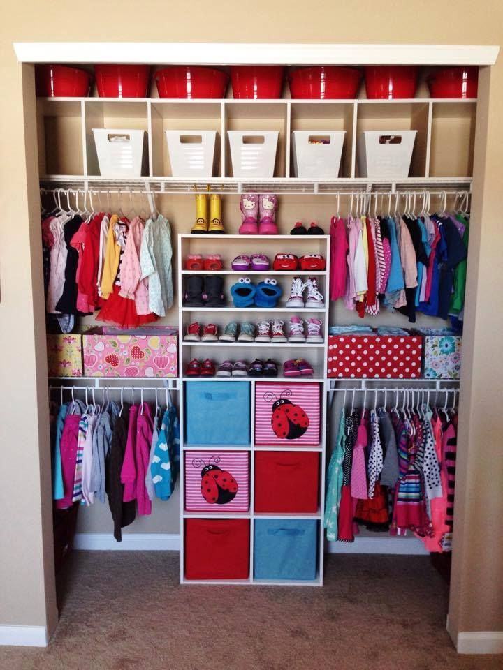 Childrens Shoe Storage
 Perfect closet for two small children