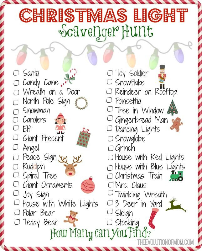 Christmas Party Scavenger Hunt Ideas
 Christmas Light Scavenger Hunt Printable