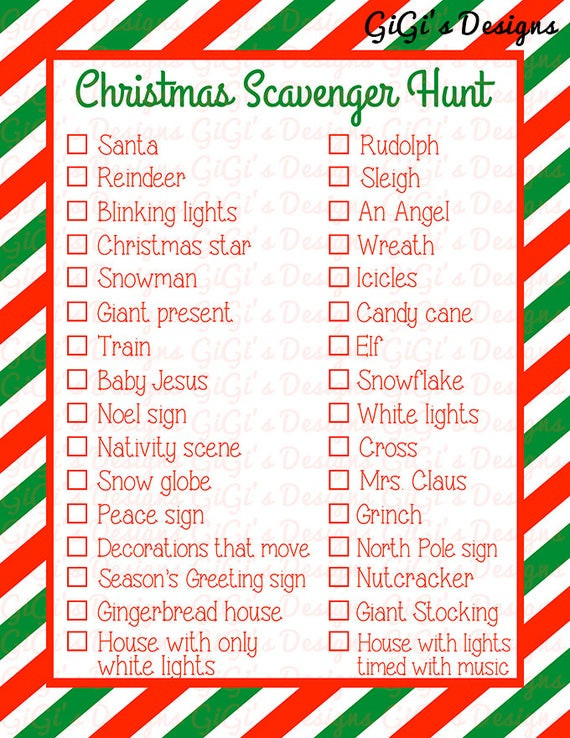 Christmas Party Scavenger Hunt Ideas
 Merry Christmas Scavenger Hunt Holiday lights by