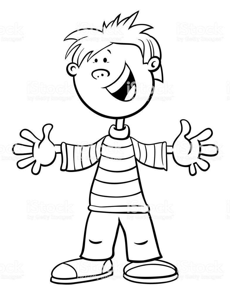 Coloring Pages Kidsboys.Com
 Funny Kid Boy Character Cartoon Color Page Stock Vector