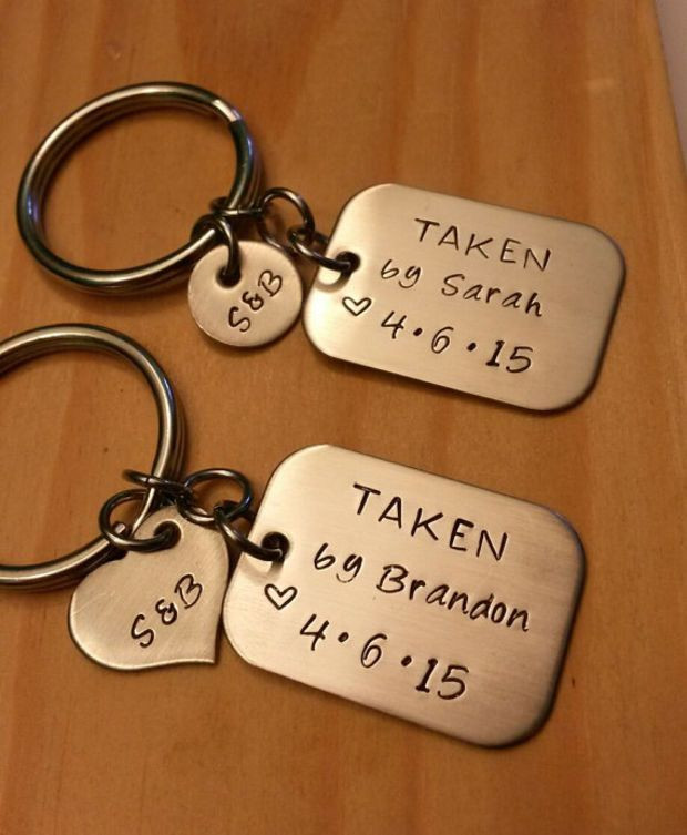 Couple Anniversary Gift Ideas
 Hand Stamped Keychain Personalized Keychain Couples