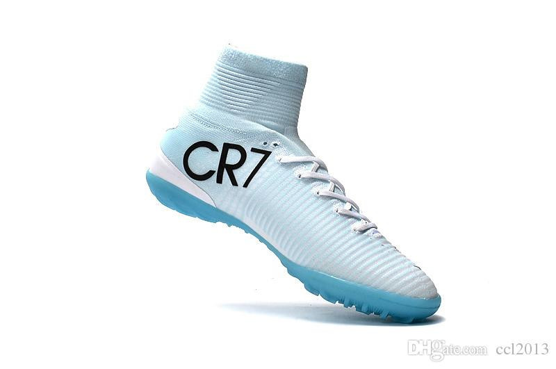 Cr7 Indoor Kids
 2019 White Blue CR7 Kids Indoor Soccer Shoes Mercurial