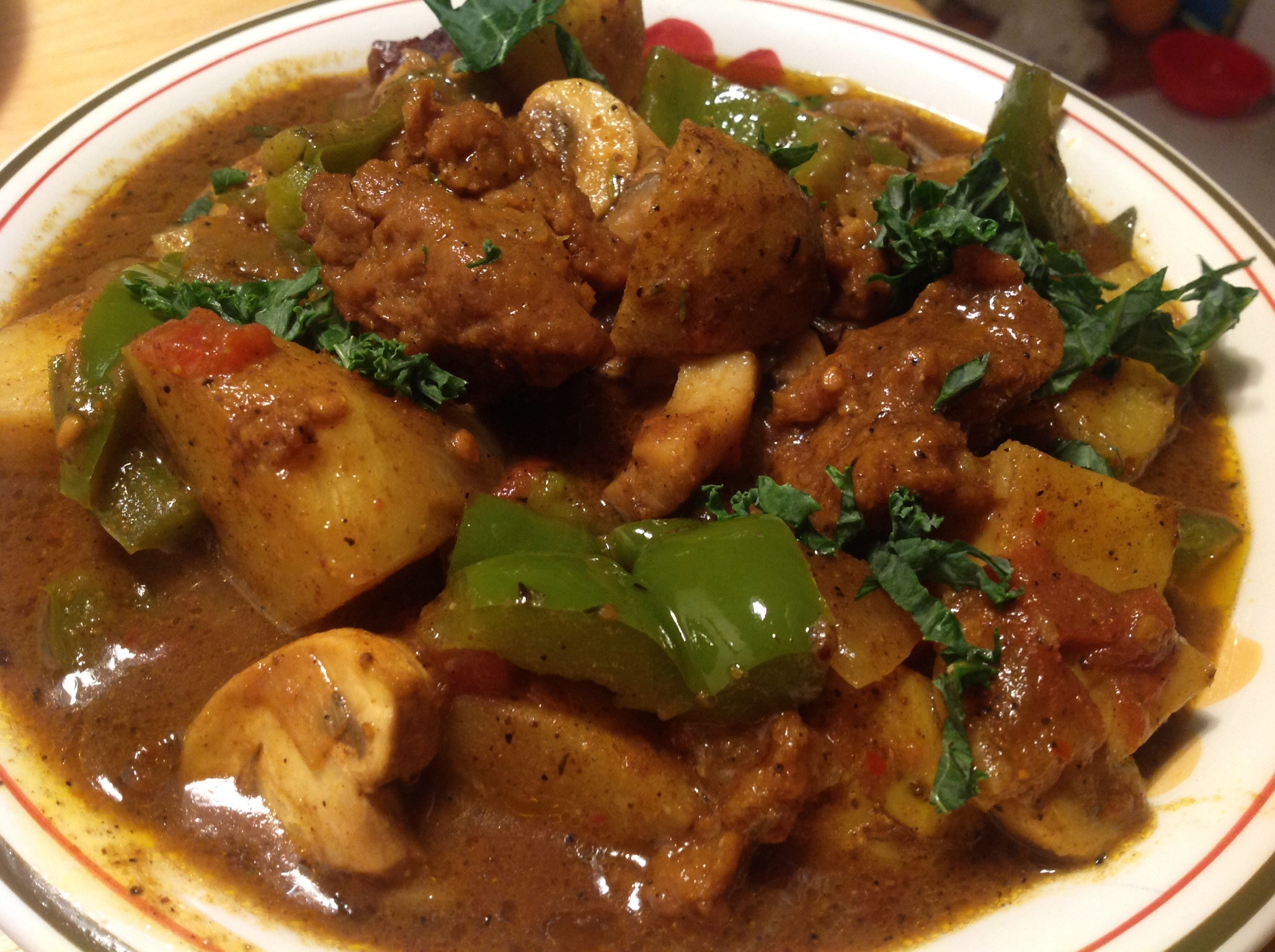 Curry Goat Stew
 Vegan Jamaican Curried “Goat” Stew with Upton’s Naturals