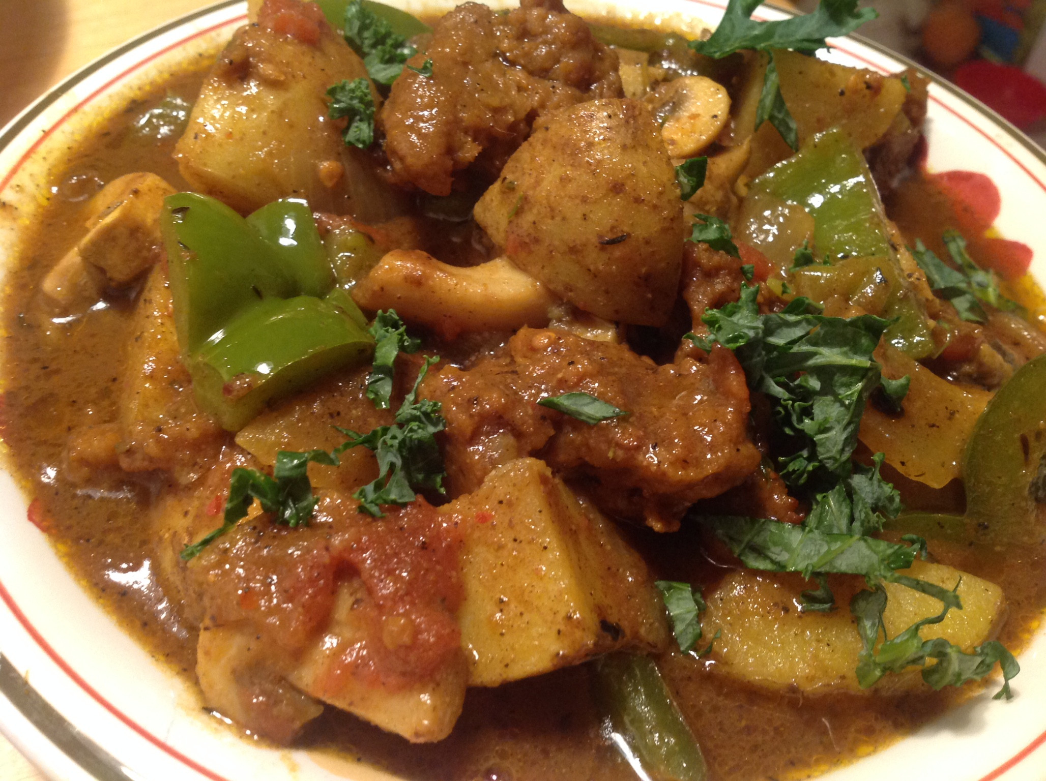 Curry Goat Stew
 Vegan Jamaican Curried “Goat” Stew with Upton’s Naturals