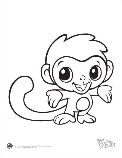 Cute Baby Animals Coloring Pages
 LeapFrog Printable Baby Animal Coloring Pages Monkey