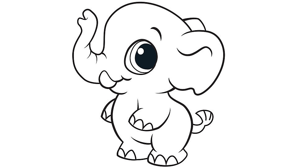 Cute Baby Animals Coloring Pages
 Learning Friends Elephant coloring printable