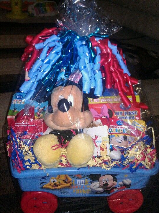 DIY First Birthday Gifts
 Mickey Mouse t basket handmade by me