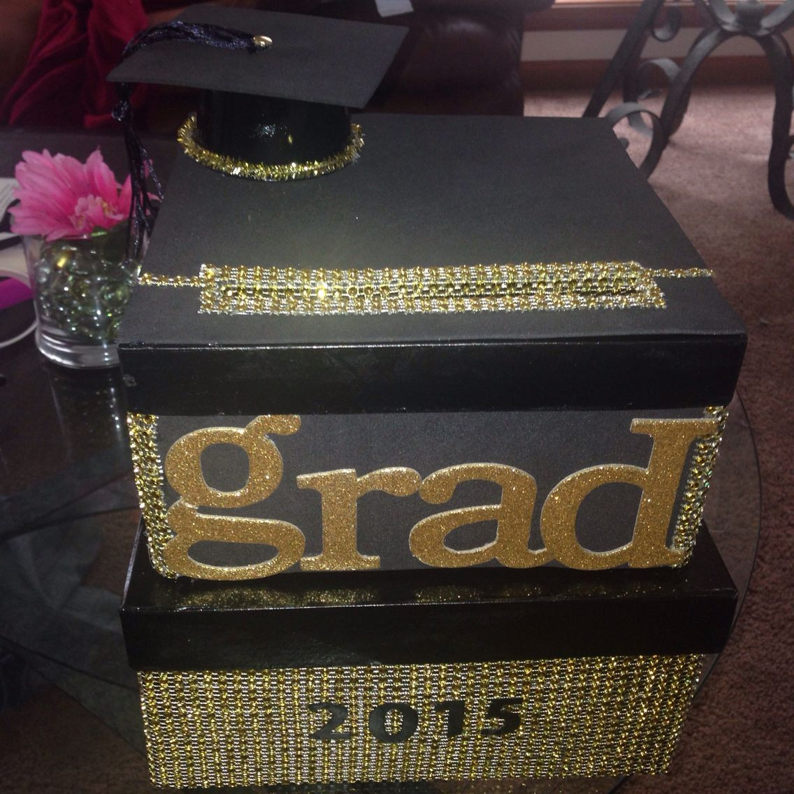 DIY Graduation Card Boxes
 DIY graduation card box Black & gold ght events