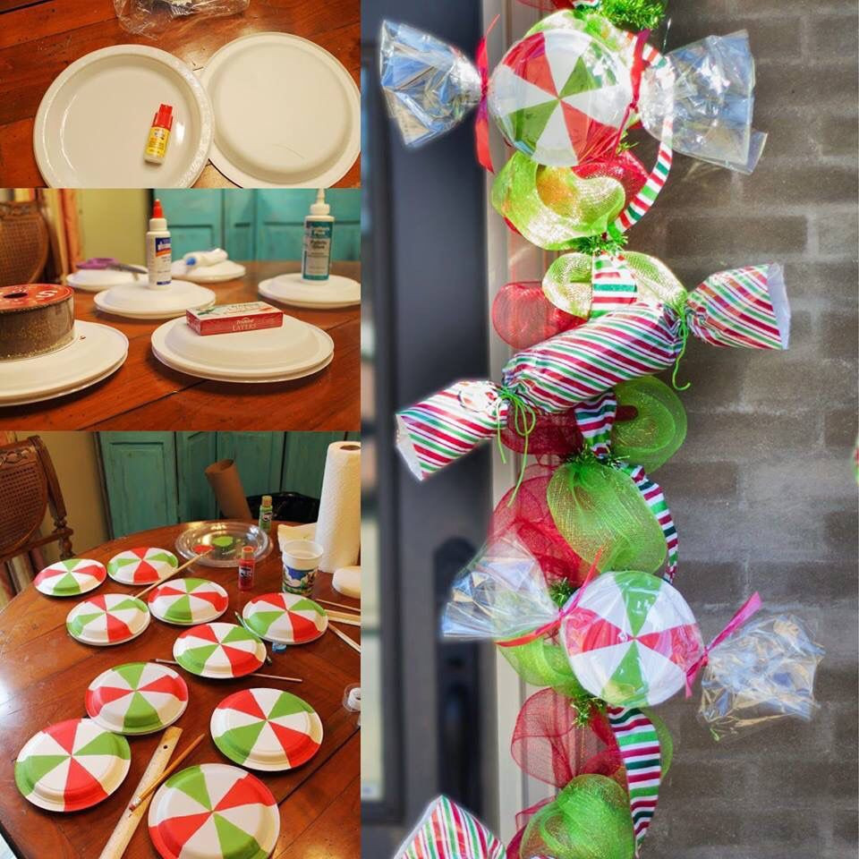 DIY Outdoor Christmas Candy Decorations
 Craft giant can s from disposable plates