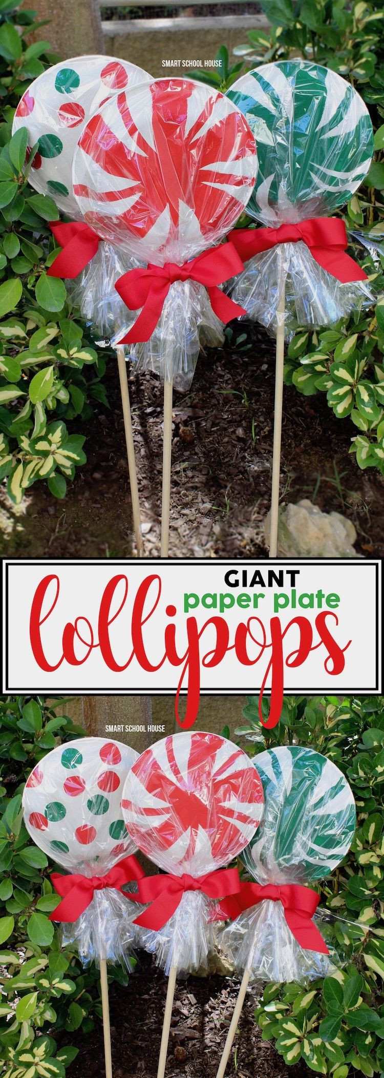 DIY Outdoor Christmas Candy Decorations
 Giant Paper Plate Lollipops