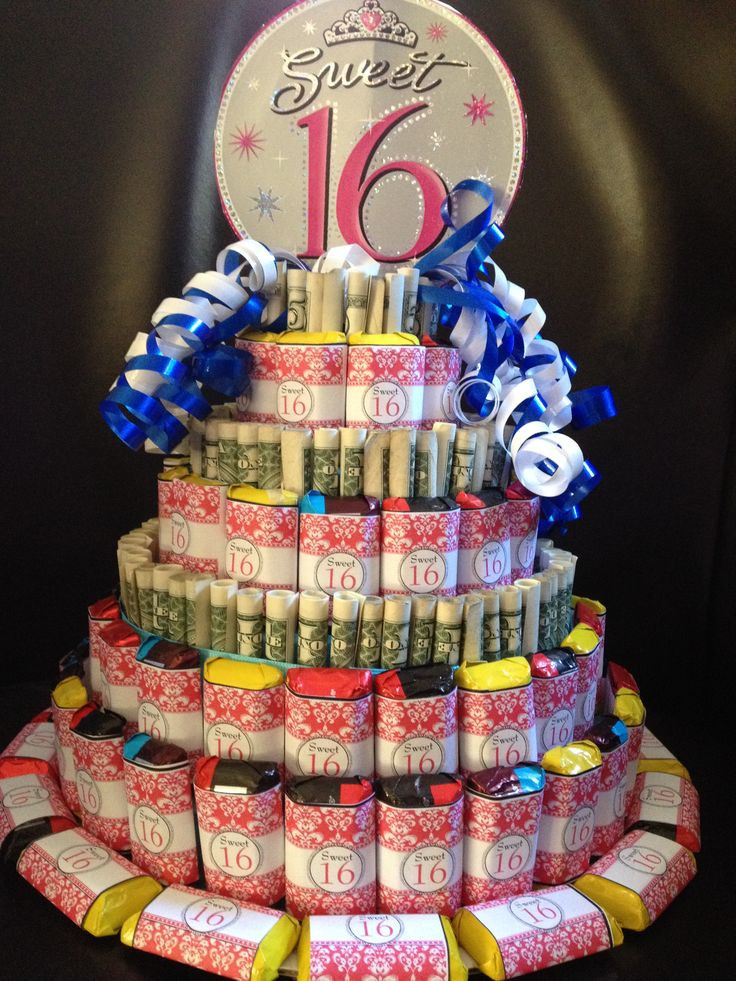 DIY Sweet 16 Gifts
 Money and Candy Cake Great Idea for Sweet 16 Birthday or