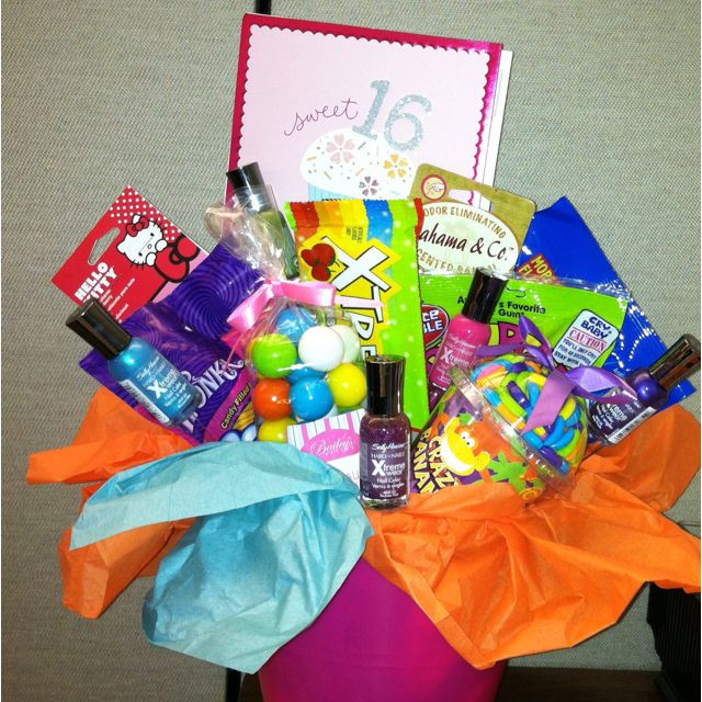 DIY Sweet 16 Gifts
 "Sweet" 16 birthday basket I made for my niece full of