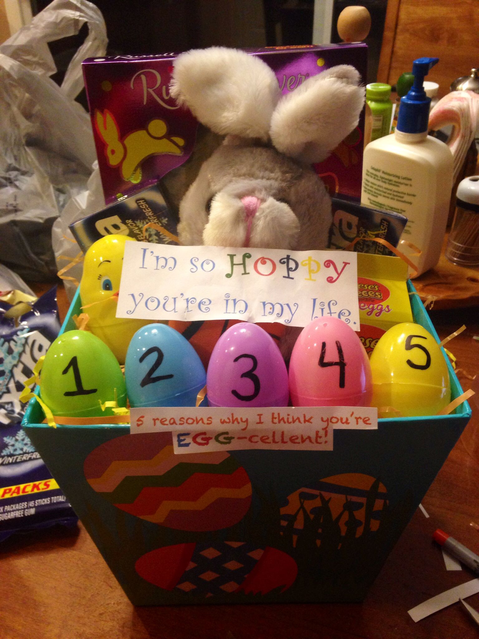 Easter Basket Ideas For Girlfriend
 Easter Basket for girlfriend boyfriend "I m so HOPPY you