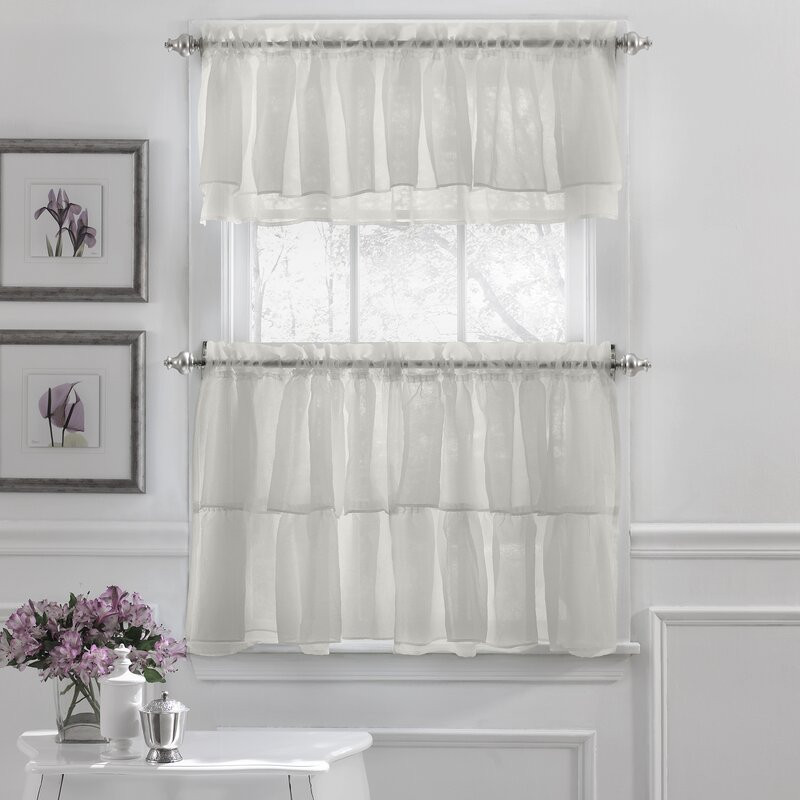 Elegant Kitchen Curtains
 Sweet Home Collection Elegant Crushed Voile Ruffle Kitchen