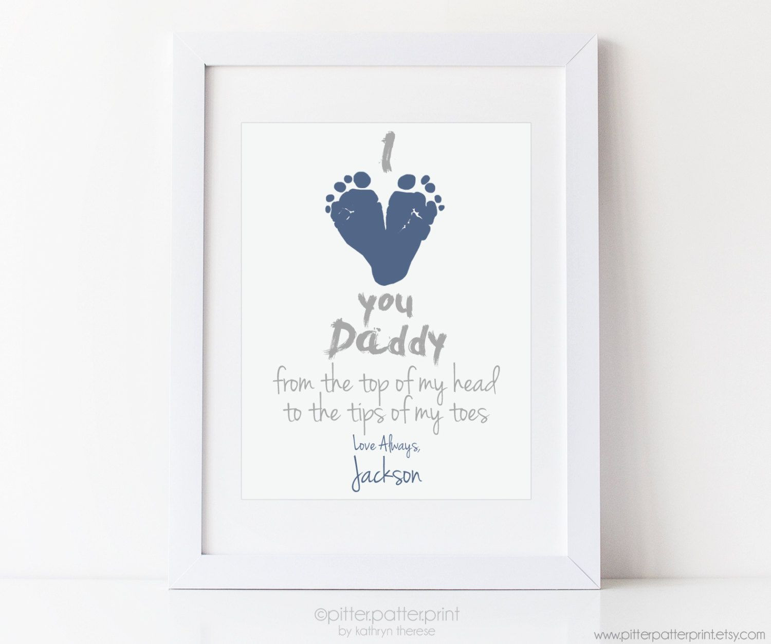 Etsy Fathers Day Gifts
 New Dad Gift from Baby I Love You Daddy Footprint Art