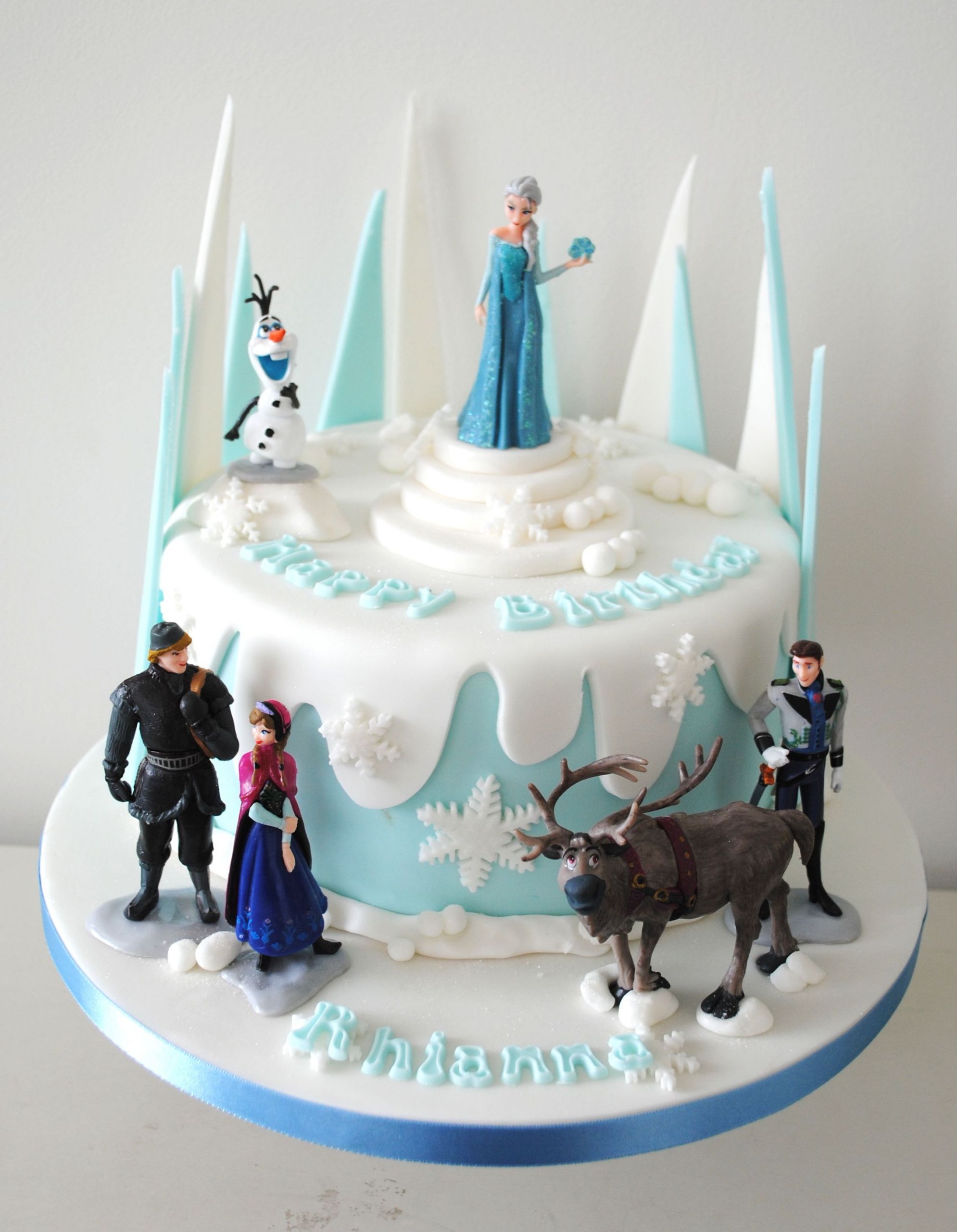 Frozen Birthday Cake
 Disney Frozen themed birthday caked Perhaps some dripy
