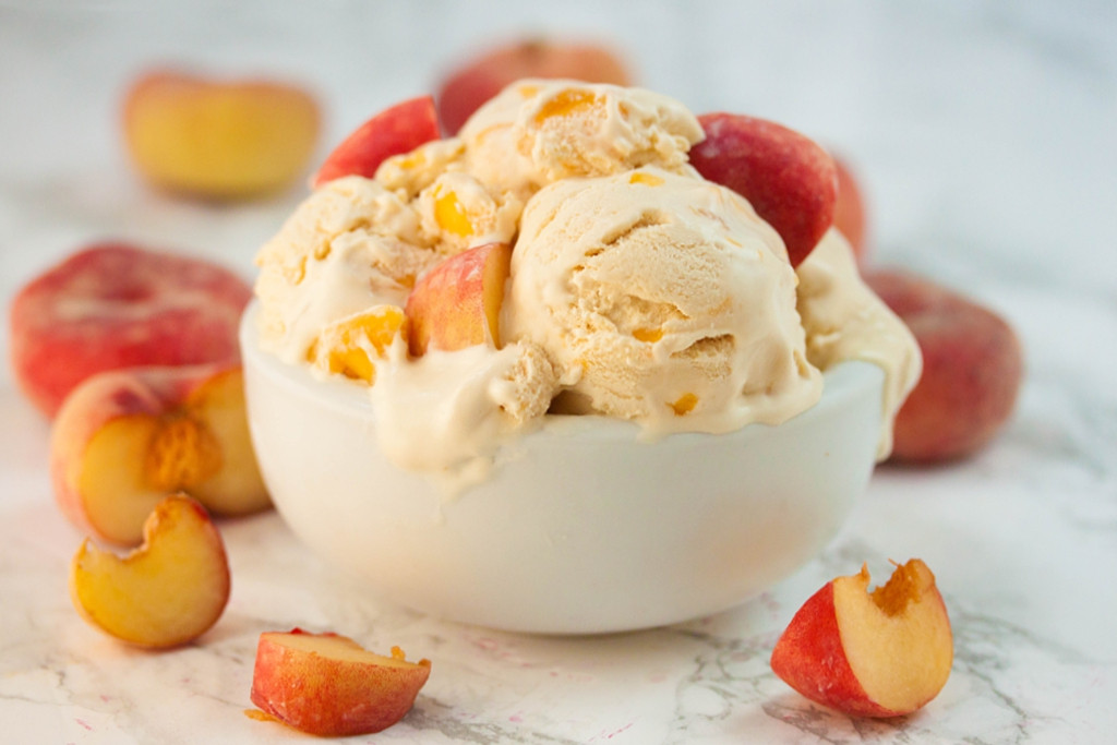 Fruitcake And Ice Cream
 Peach Ice Cream Made with Fresh Fruit • The Greedy Vegan