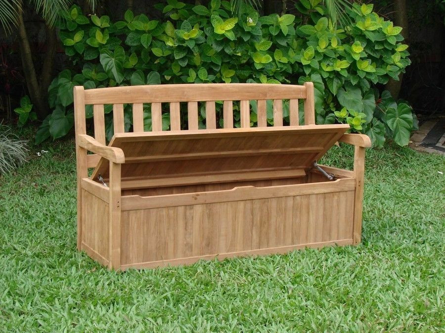 Garden Storage Bench
 5 FEET OUTDOOR PATIO TEAK GARDEN BENCH w STORAGE BOX