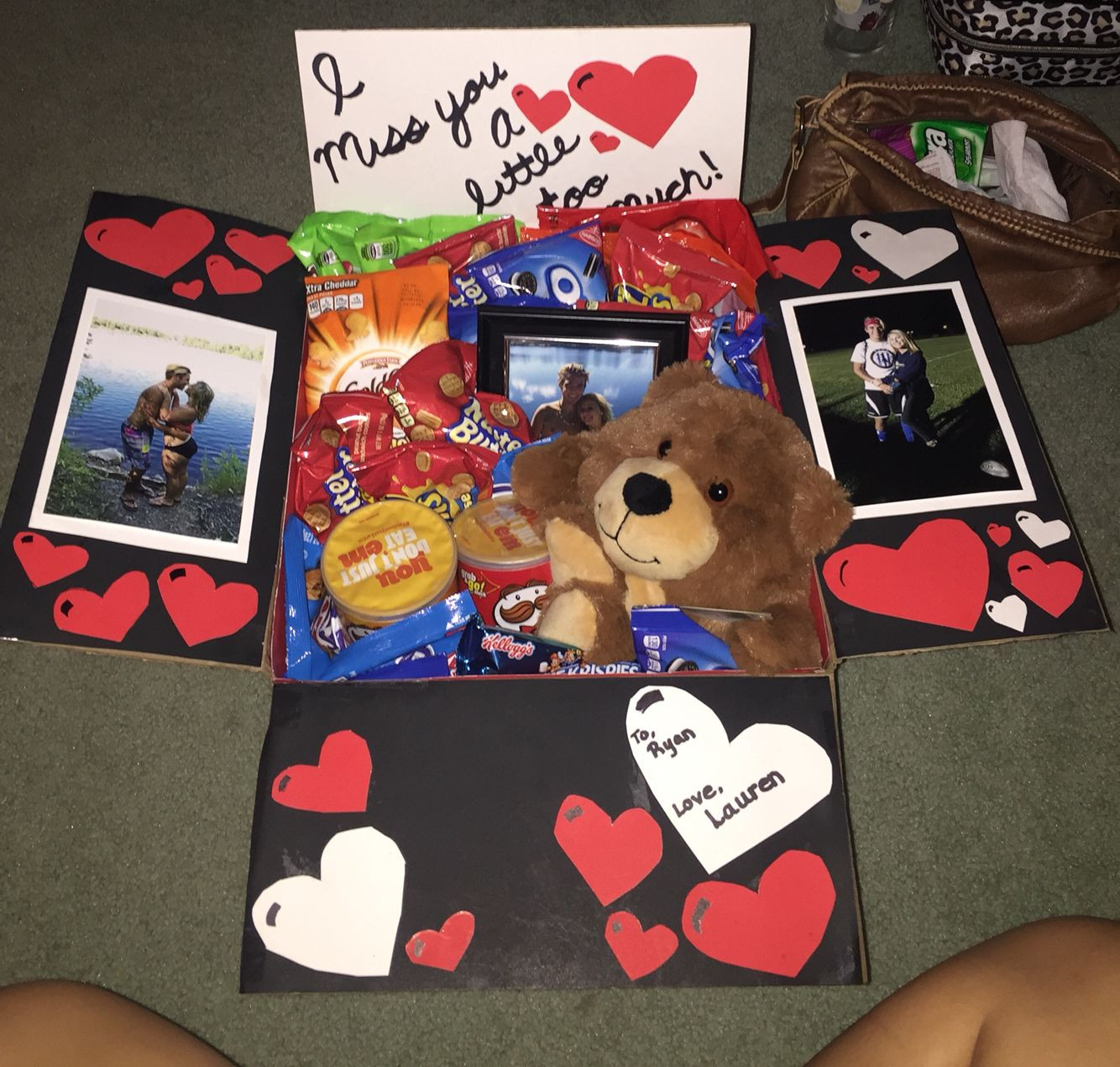 Gift Box Ideas For Boyfriend
 Since my boyfriend was running low on food I sent him a