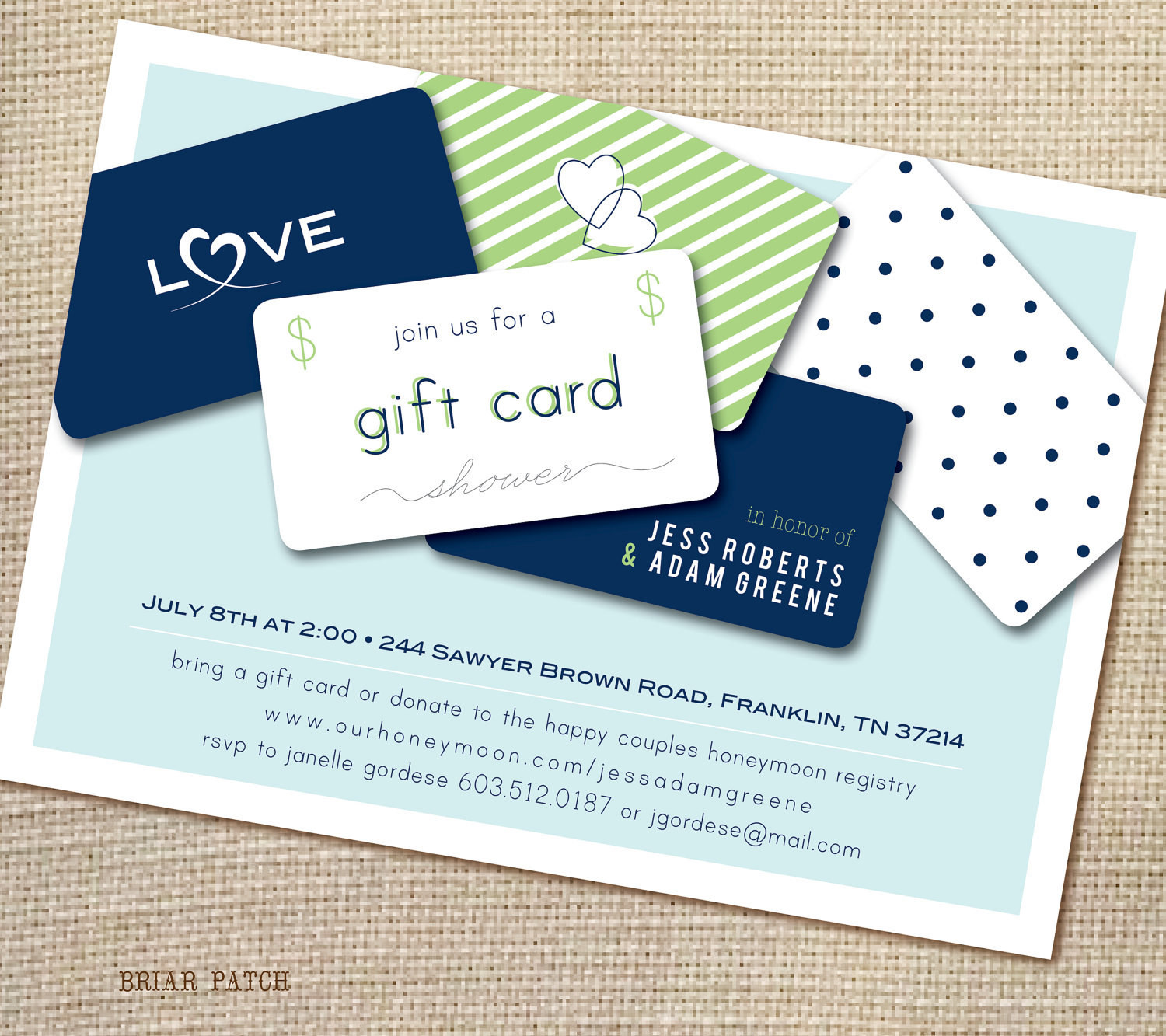 Gift Certificate Ideas For Couples
 Bridal or Couples Shower Invitation Giftcard by