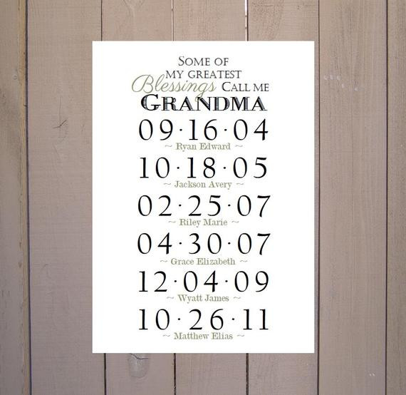 Gift Ideas For A Grandmother
 Items similar to Grandma Blessings Grandchildren Birthday