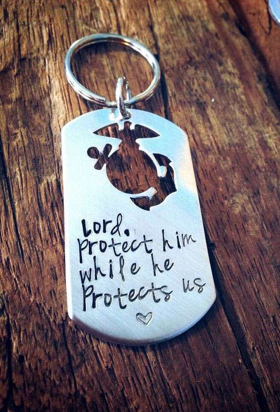 Gift Ideas For Marine Boyfriend
 This is a dog tag style keychain with a perfect cutout of