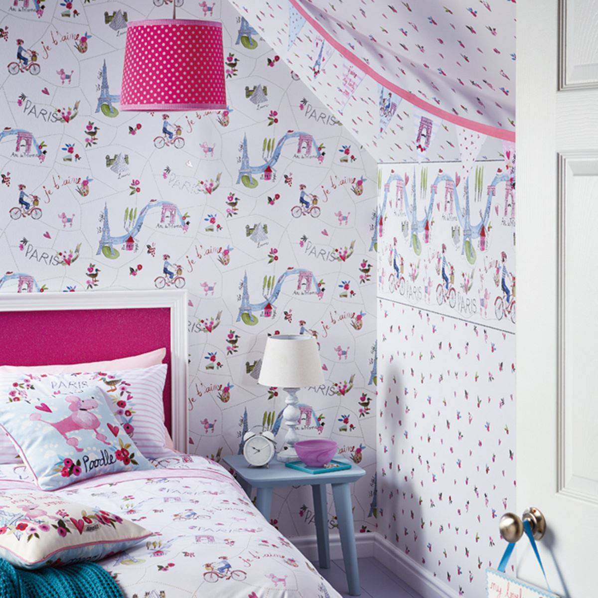 Girl Bedroom Wallpaper
 GIRLS WALLPAPER THEMED BEDROOM UNICORN STARS HEART GLITTER