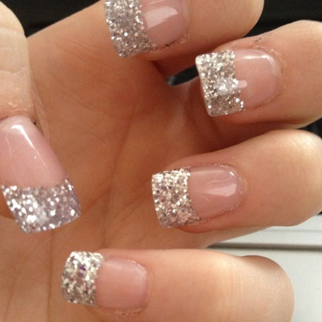 Glitter Tipped Nails
 Glittery French Tip Acrylics Nails
