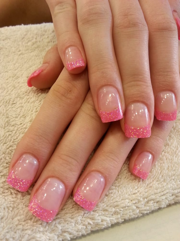 Glitter Tipped Nails
 Barbie Nails Fancy pink glitter tips & Orly "Rose Colored