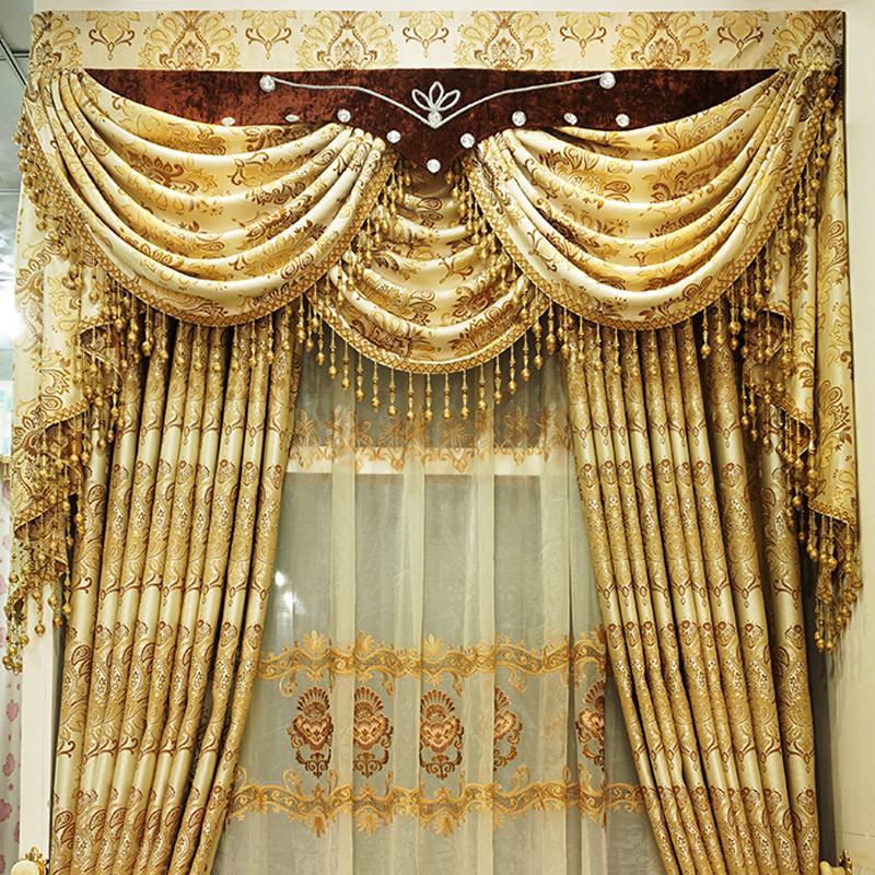 Gold Curtains Living Room
 Affordable Gold Polyester Jacquard Living Room Curtains