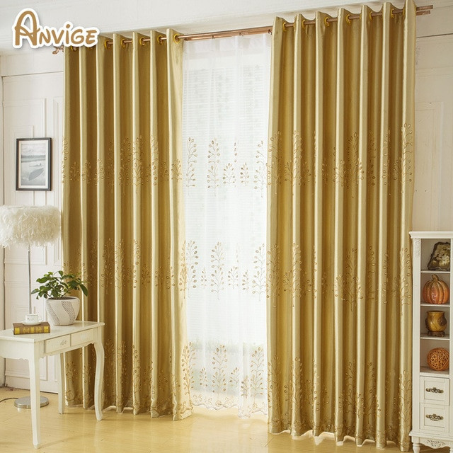 Gold Curtains Living Room
 Golden Color Tree Pattern Window Curtains For Living Room