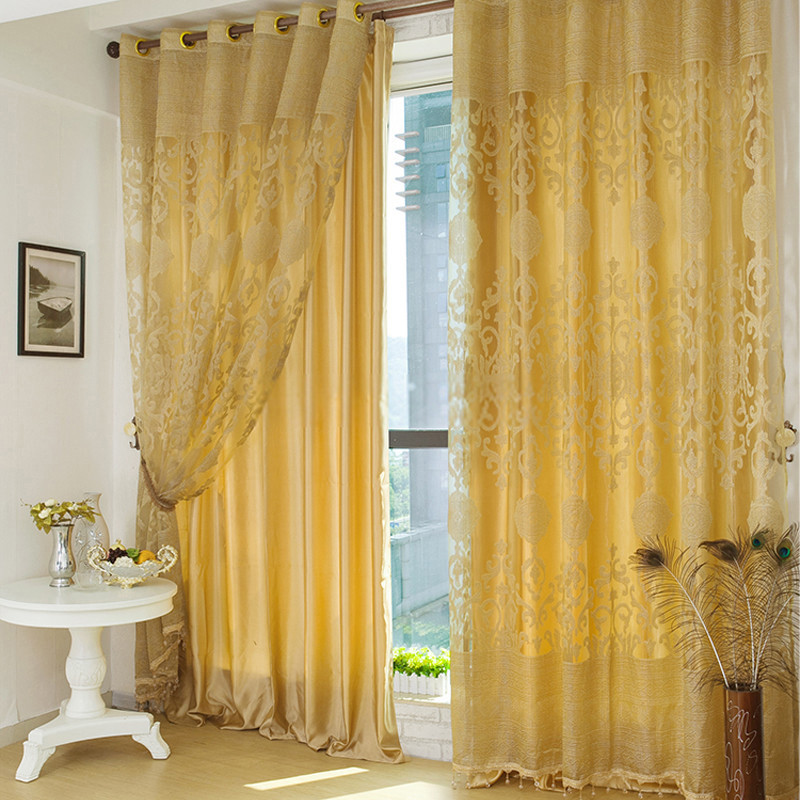 Gold Curtains Living Room
 Luxury Polyester Fabric Gold curtains in living room