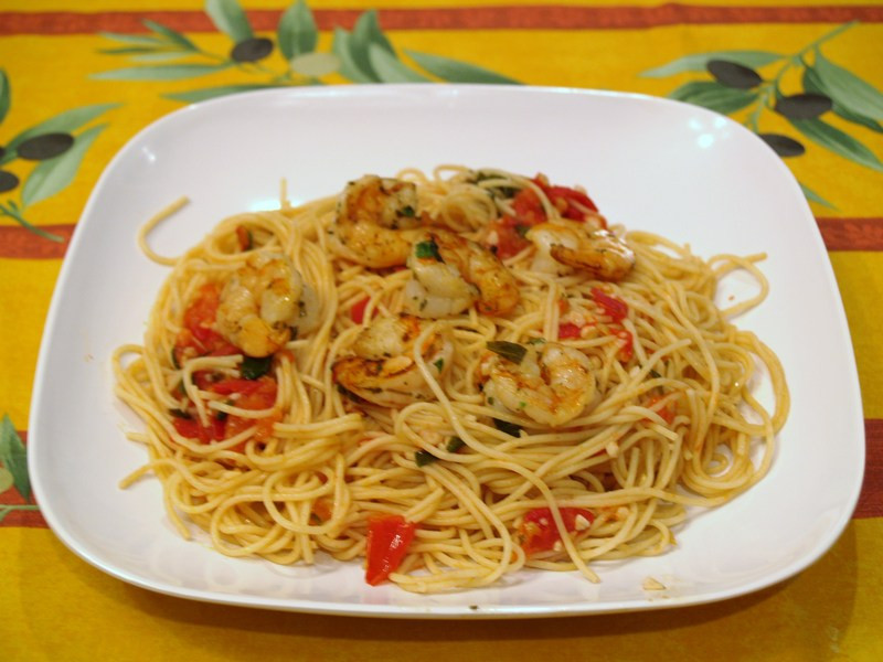 Grilled Shrimp Pasta
 Garlic Tomato Basil Grilled Shrimp Pasta Recipe by Brett